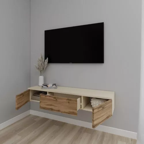 купить Тумба напольная для TV Smartex (16584) Т10 140 TV-Навесная Ivory+Stejar Inchis в Кишинёве 