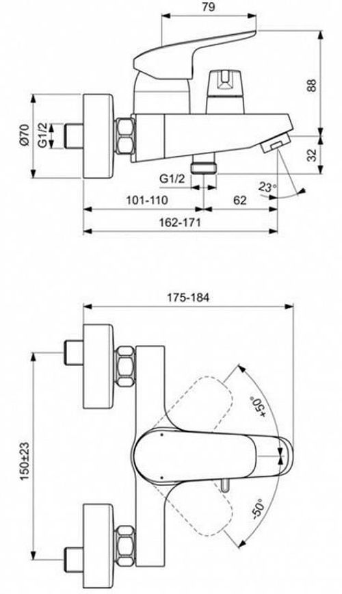 cumpără Baterie pentru cadă Ideal Standard CERAFLEX Man. B1740AA în Chișinău 