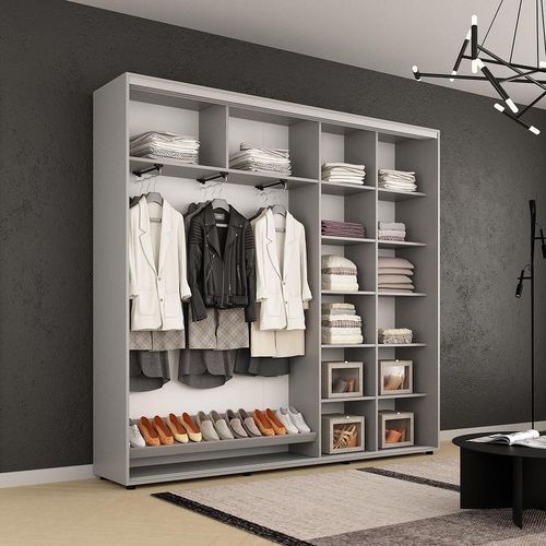cumpără Dulap Mobildor-Lux Compact uși glisante Oglindă + PAL (230x45x220H cm) Grey în Chișinău 