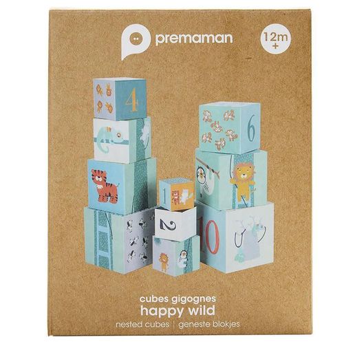 купить Игрушка Premaman PJQA5N-CCC-UNQ Set de cuburi Happy Wild, 10buc в Кишинёве 