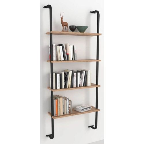 cumpără Raft de birou Nex Home Metalic, pe perete, 4 compartimente 64x20x150 cm, Stejar (15-44-02) în Chișinău 