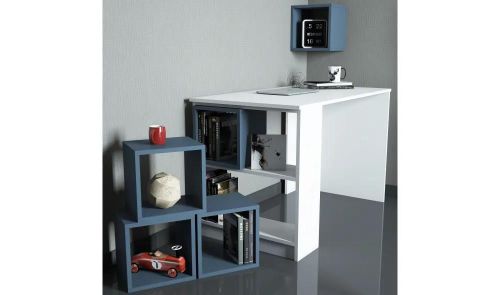 купить Офисный стол Trendy Cutie, alb, albastru 120x75x65cm в Кишинёве 