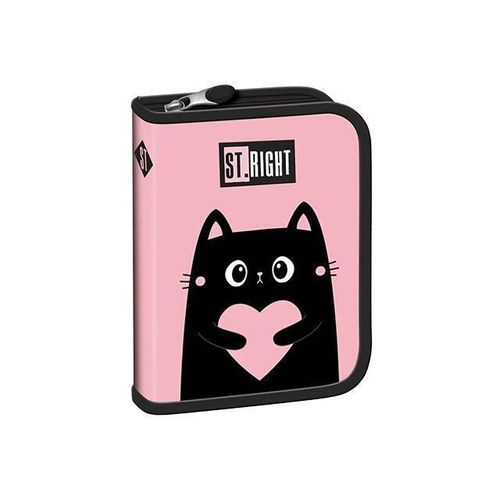 купить Школьный пенал St.RIGHT 57818 Penar 1zip, 20.5x14x3.5cm, Purrfect Love, textil в Кишинёве 
