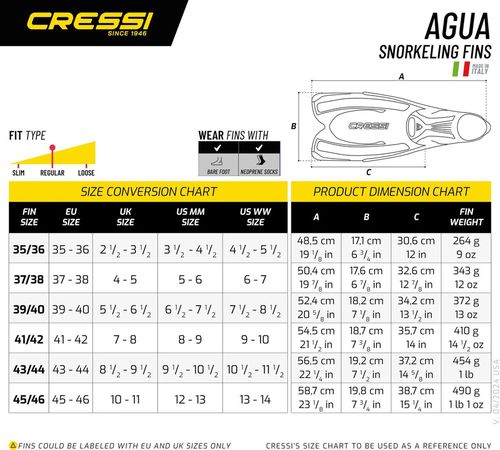 cumpără Accesoriu pentru înot Cressi-Sub Labe inot AGUA aquamarine 37/38 (4/5) (CA206337) în Chișinău 