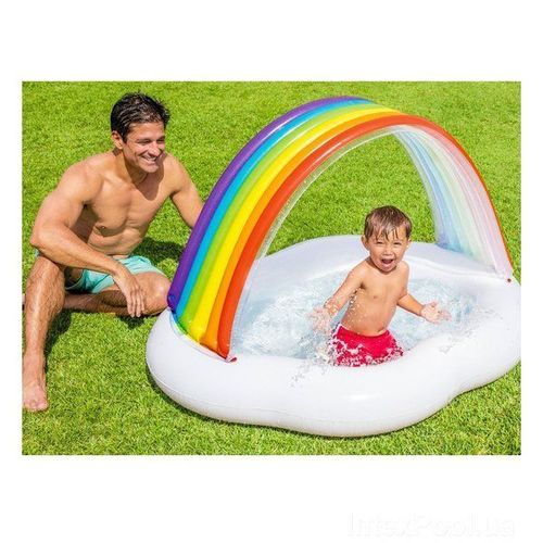 Детский надувной бассейн с навесом “Радуга” 142x119x84 см, 82 Л, 1-3 лет INTEX 