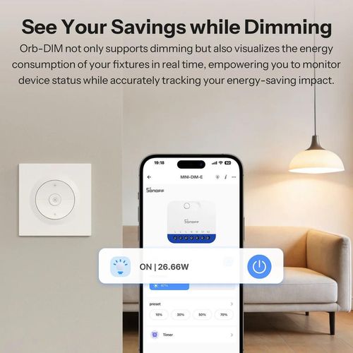 купить Выключатель электрический Sonoff Matter Over Wi-Fi Smart Wall Dimmer Switch MINI Extreme MINI-DIM-E в Кишинёве 