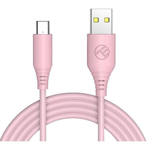 cumpără Cablu telefon mobil Tellur TLL155402 Cable silicone USB to Type-C, 3A, 1m, pink în Chișinău 