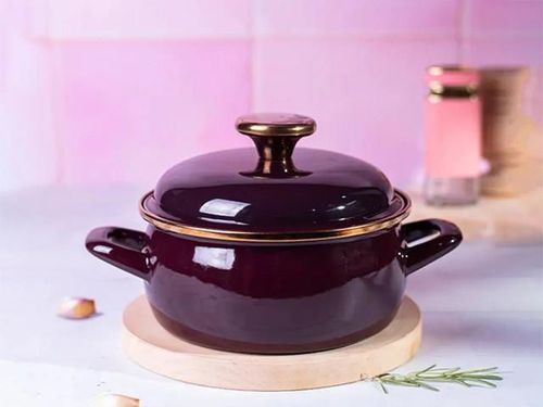 cumpără Cratiță Metalac 57043 Cratita emailata Bordo Princ 24cm, 5L, capac din metal în Chișinău 