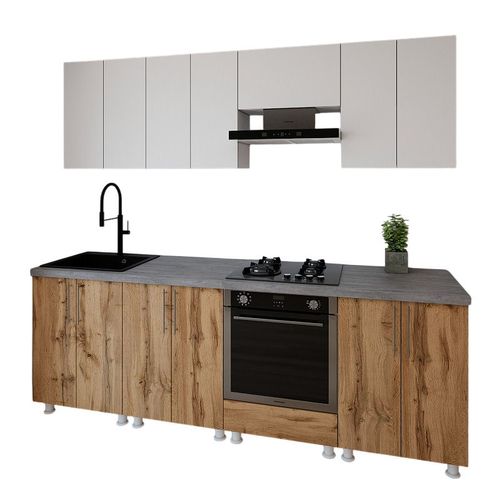 купить Мебель для кухни Smartex (30106) K3 240сm Alb+Stejar inchis в Кишинёве 