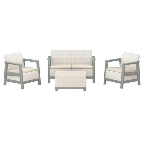 купить Садовая мебель Keter 57972 Scandi 4 unitati: masa, 2 fotoli, canapea, bej/verde oliv в Кишинёве 