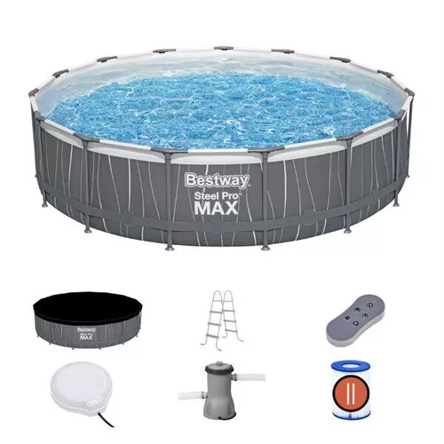 cumpără Piscină cu cadru Bestway 561GDBW Steel Pro Max 457х107cm, 14970L, cadru metalic, LED în Chișinău 