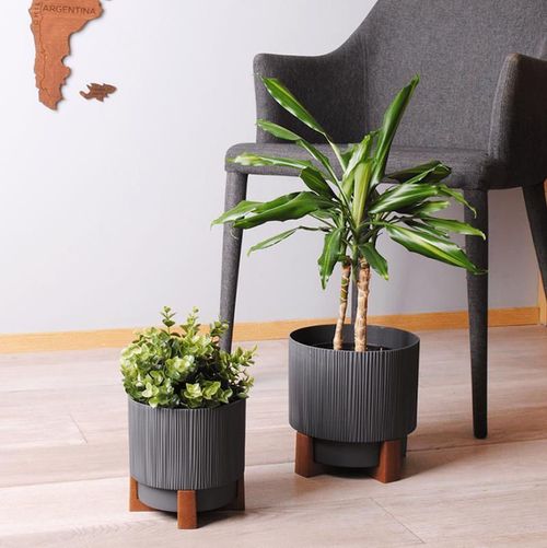 cumpără Ghiveci pentru flori Aleana 128026 Oslo cu insertie si suport decorativ d30 cm, granite în Chișinău 