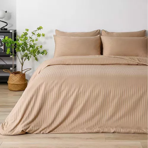 купить Домашний текстиль Relaxe Home 023377 Постельное белье Stripe Dreams (Hotel Collection), 200x220 см, цвет капучино в Кишинёве 