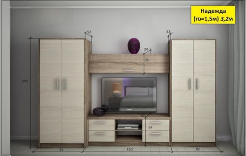 купить Шкаф Bafimob Standard Стенка Надежда (ТВ-1,5м) L=3,20 m в Кишинёве 