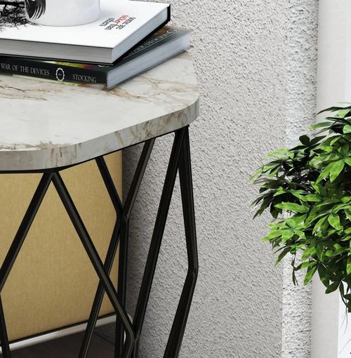 cumpără Măsuţă cafea Trendy Sofya, Marmura alba 46x57x46cm în Chișinău 