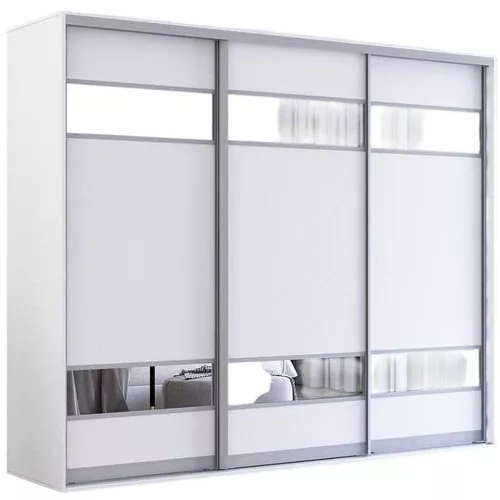 cumpără Dulap Mobildor-Lux Fox uși glisante din PAL cu elemente din oglindă (240x60x200H cm) Alb în Chișinău 