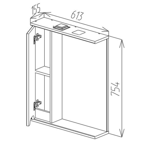 купить Зеркало для ванной Bayro Etna 600x750 левый белый мат в Кишинёве 