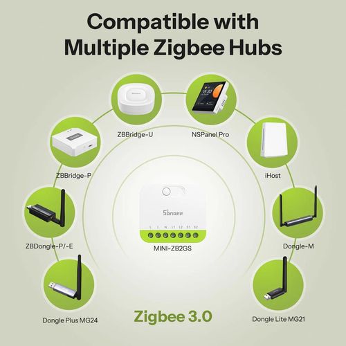 купить Выключатель электрический Sonoff Zigbee Smart Switch MINI-ZB2GS Mini Duo 2-Gang (Neutral Required) в Кишинёве 