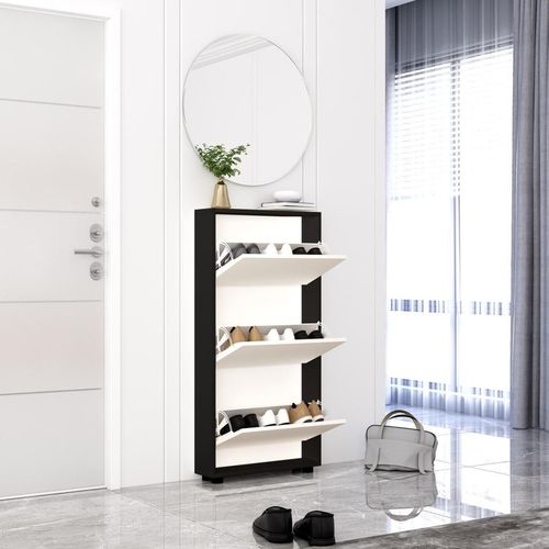 купить Полка для обуви Mobildor-Lux Leo Slim 100x16x125H cm Anthracite/White в Кишинёве 