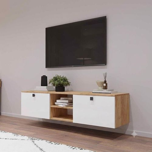 купить Тумба напольная для TV Mobildor-Lux ZEN (160x35x38H cm) Sonoma/Alb в Кишинёве 