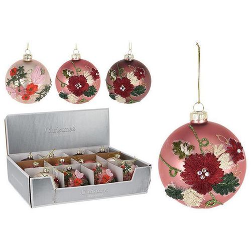 купить Новогодний декор Promstore 45835 Шар елочный стеклянный 80mm Цветы в Кишинёве 