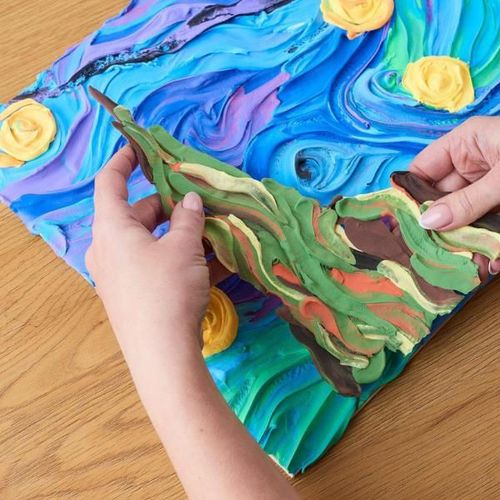 cumpără Set de creație Okto 10005 Tablou 3D cu plastilină ușoară 30x40сm, Noaptea înstelată în Chișinău 