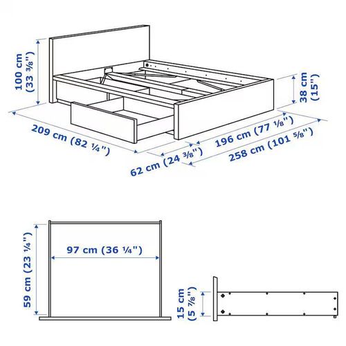 cumpără Pat Ikea Malm/Luroy 2 cutii depozitare 180x200 (Alb) în Chișinău 