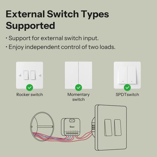 cumpără Întrerupător electric Sonoff Matter Over Wi-Fi Smart Switch MINI-2GS Mini Duo 2-Gang (Neutral Required) în Chișinău 