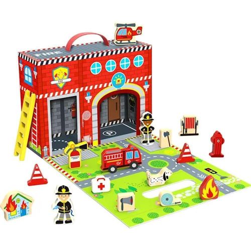 купить Игрушка Tooky Toy R25 /16 (48111) Коробка с деревянными фигурками Пожарных TY203 в Кишинёве 