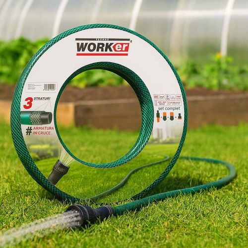 cumpără Furtun Technoworker VOR83203 de gradina PVC 1/2x30m cu 4 duze in set în Chișinău 
