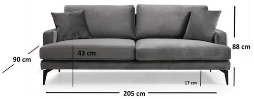 купить Диван Trendy Papira Gri, 90x88x205cm (3 locuri) в Кишинёве 