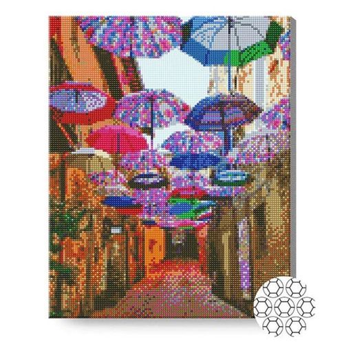 купить Картина по номерам Art Gallery GA87403 Mozaic cu diamante 40x50cm Umbrele multicolore в Кишинёве 