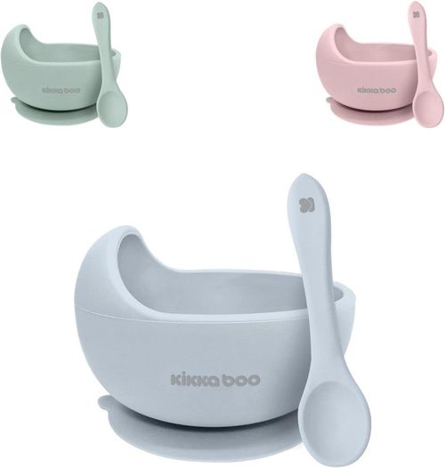 cumpără Seturi pentru hrănire bebelușilor Kikka Boo 31302040116 Castron cu lingura din silicon Yummy Blue în Chișinău 