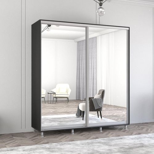 cumpără Dulap Mobildor-Lux Aron cu uși glisante din oglinzi (210x60x240H cm) Anthracite în Chișinău 