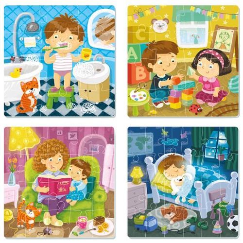 cumpără Puzzle Dodo 300130 Puzzle 4 în 1 Ziua mea, 72 elem. în Chișinău 