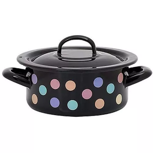 cumpără Cratiță Promstore 54144 Buline colorate 16cm, 1.5l, capac din metal în Chișinău 