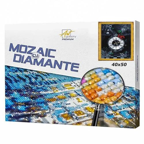 купить Картина по номерам Art Gallery GA84546 Mozaic cu diamante 40x50cm Ceas si trandafiri в Кишинёве 