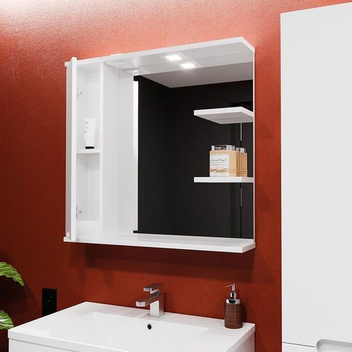 купить Зеркало для ванной Bayro Etna 1000x750 левый, белый мат в Кишинёве 