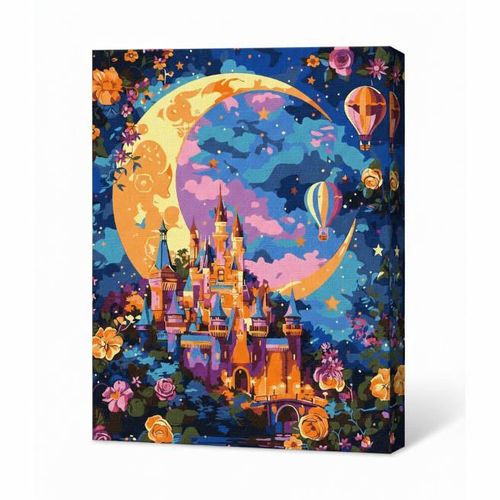 cumpără Tablou pe numere Ideyka KHO5137 30x40cm Eco, Fantezie si luna în Chișinău 