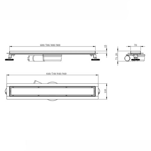 Rigolă de duș liniară 600 mm MASTER LINEA Capri 