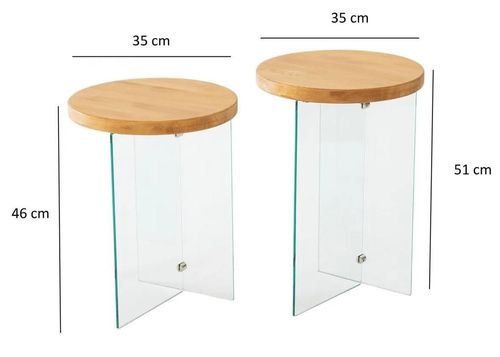 cumpără Măsuţă cafea Trendy Serenity 2, Stejar, Transparent, set în Chișinău 
