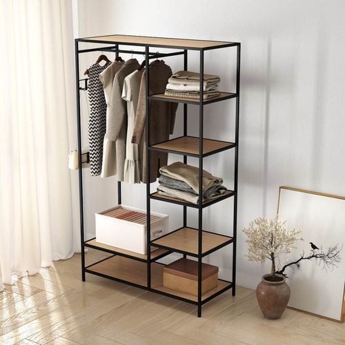 купить Офисный стеллаж Deco Regan 103x43x173H Oak/Black в Кишинёве 