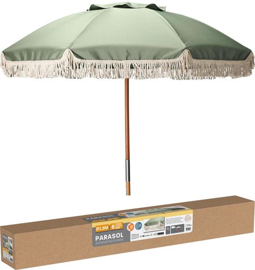 cumpără Umbrelă de gradină Promstore 33792 Umbrela de soare cu franjuri D180cm, H200cm, lemn în Chișinău 