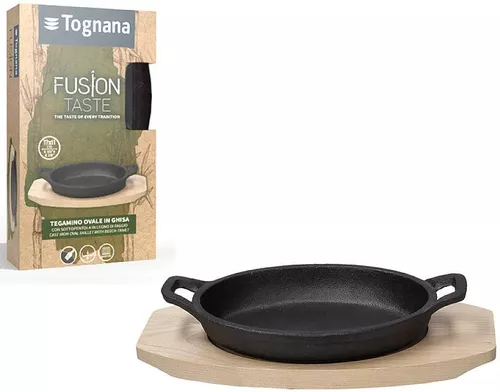 купить Сковорода Tognana 42293 Fusion Taste din fontă 17x11cm, pe suport de lemn в Кишинёве 