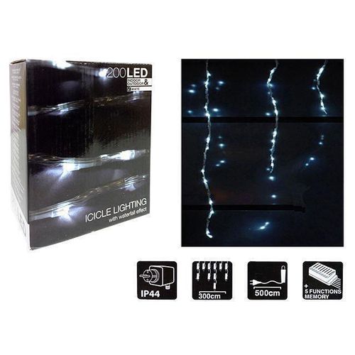 купить Гирлянда Promstore 20334 Огни новогодние Сосульки 200LED белый, стекающ, 3m, in/out в Кишинёве 