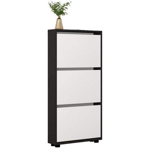 cumpără Raft pentru încălțăminte Mobildor-Lux Leo Slim 50x16x125H cm Anhracite/White în Chișinău 