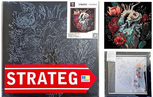 cumpără Tablou pe numere Strateg 57200 Flori si inima 30x30cm (fundal negru) în Chișinău 