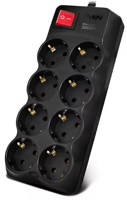 купить Фильтр электрический Sven SF-08-16, 8 Sockets, 3.0m, Black в Кишинёве 