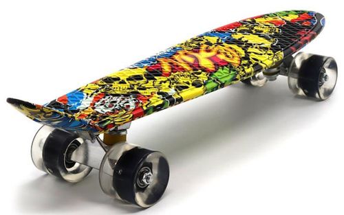 купить Скейтборд New World YB-104 Penny board cu lumina Graffiti craniu, 136695 в Кишинёве 