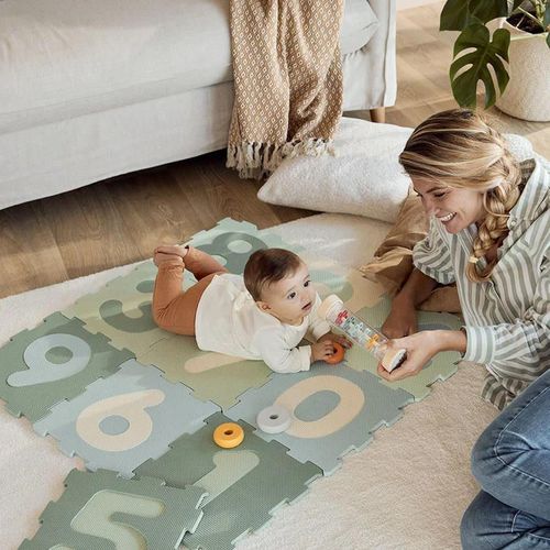 купить Коврик игровой Premaman PJQFOP-CCC-UNQ Covoras-puzzle cu cifre Verde, 10 piese в Кишинёве 